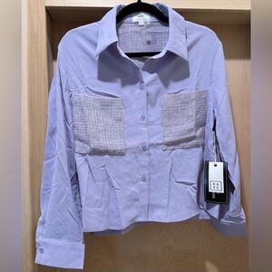 Have Lavender Textured Shirt Button Up Cropped Size Small NEW